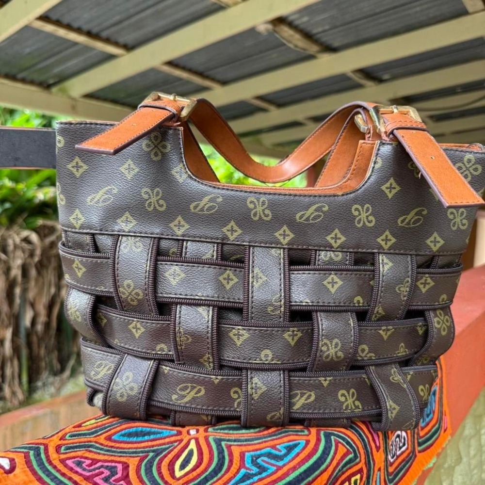 Brown Woven Satchel Handbag - Designer-Inspired